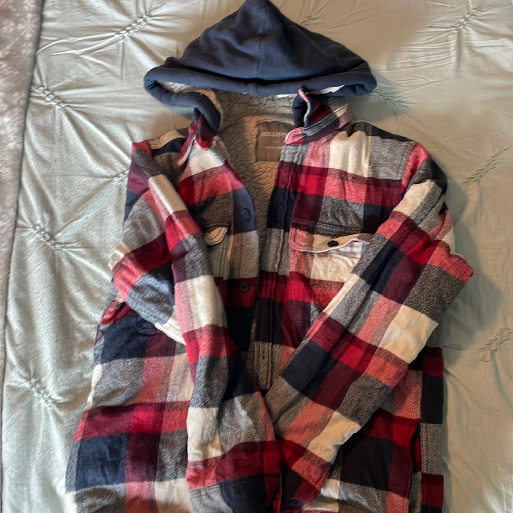 Hollister XS Fleece-lined hooded Flannel Jacket